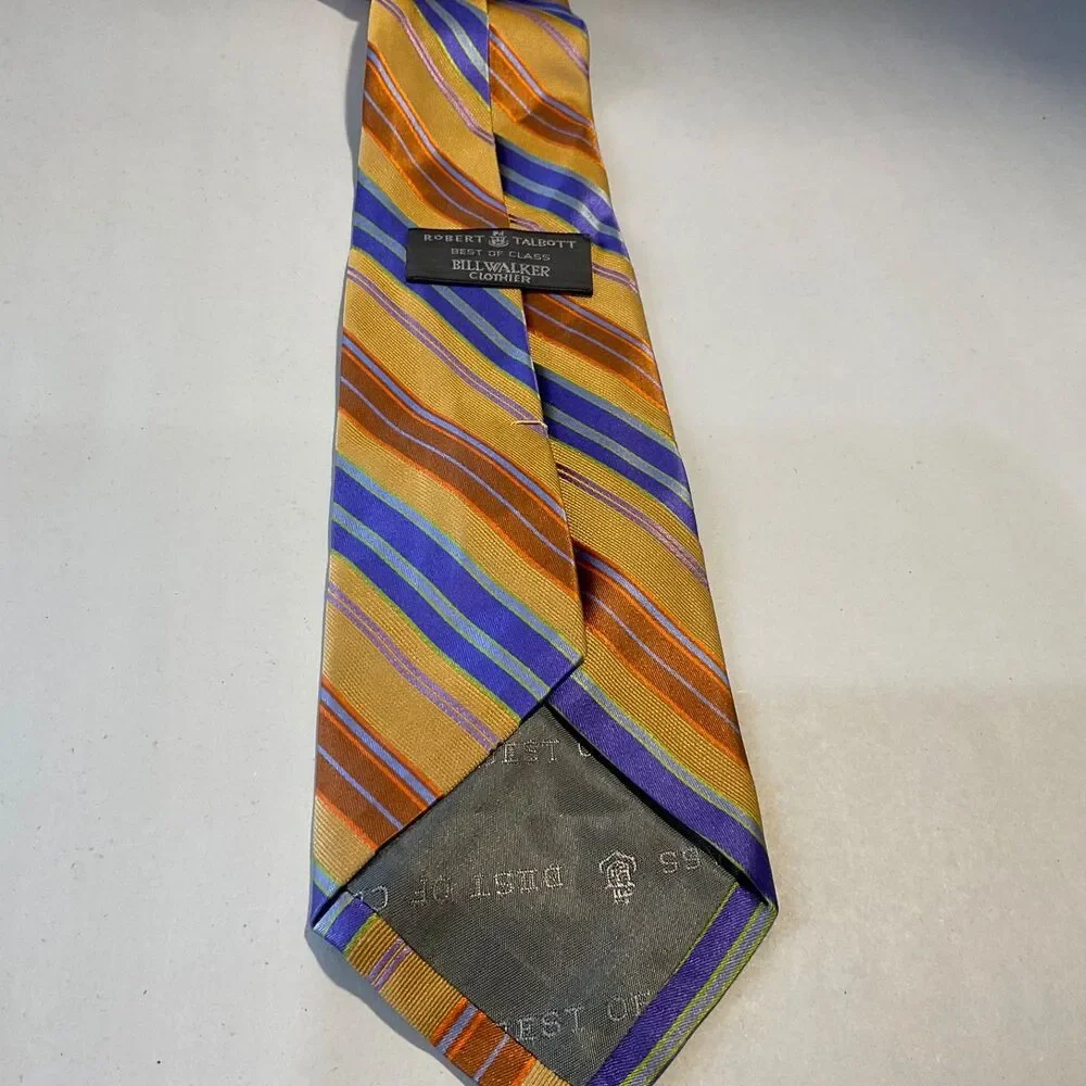 Robert Talbott silk Repp tie Best of Class Men's XL 61” L x 3.5” Striped USA